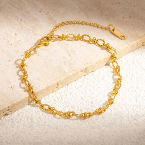 Bracelet en Acier Inoxydable Plaqué Or Chaîne Serpent Trombone Coeur Pour Femme Bijoux Hypoallergénique Imperméable