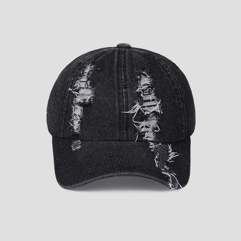 Distressed Denim Baseball Cap Vintage Zerrissene Gewaschene Baumwolle Hut Verstellbar Retro Streetwear Unisex