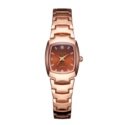 Women Quartz Watch Elegant Tonneau Case Rhinestone Markers Waterproof Fashion Wristwatch For Ladies