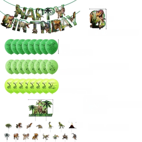 Decorazioni Per Festa Di Compleanno Dinosauro Con Palloncini In Lattice Banner In Cartone Cake Toppers Nastro Tema Giungla Ragazzi