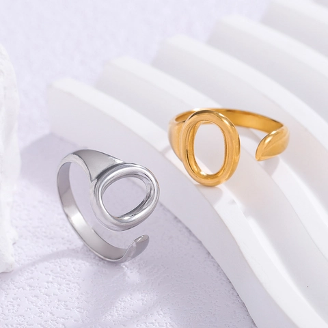 Minimalistische Hohle Ovale Ring 304 Edelstahl Vergoldet Verstellbare Offene Geometrische Schmuck Für Frauen