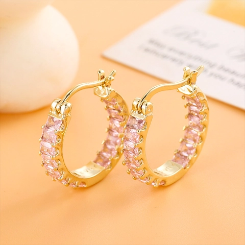 Orecchini A Cerchio Huggie Zircone Baguette Con Perno In Argento Sterling 925 Rame Placcato Oro Gioielli Per Donne