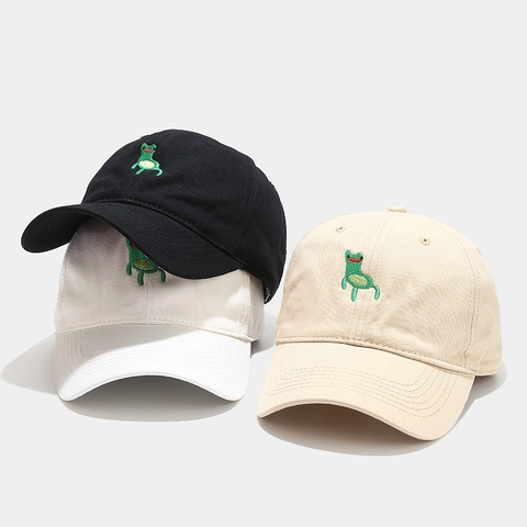 Funny Cartoon Frog Embroidery Baseball Cap Cotton Twill Adjustable Sun Hat Japanese Streetwear Hip Hop For Men Women