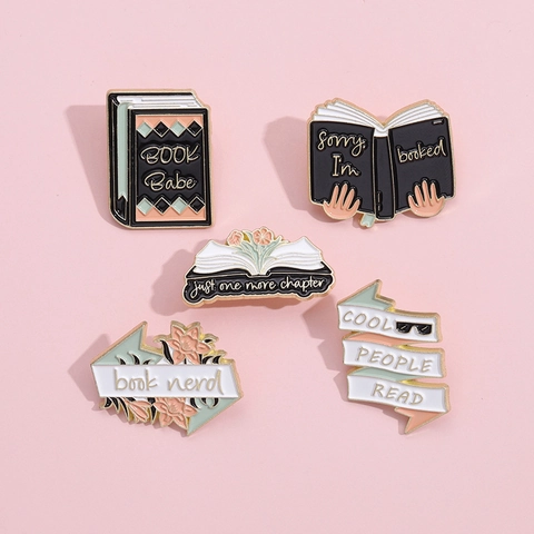 Boek Thema Emaille Pin Legering Broche Badge Cartoon Literaire Lezen Citaat Accessoire Voor Rugzak Jas