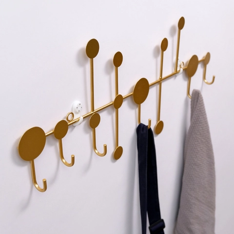 Creative Geometric Metal Wall Mounted Coat Rack Iron Decorative Hooks For Entryway Hallway Bedroom Gold Black Modern