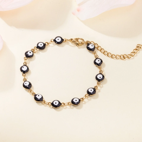 Evil Eye Armband Roestvrij Staal 18K Verguld Emaille Kralen Boheems Verstelbaar Voor Dames Mode Sieraden Cadeau