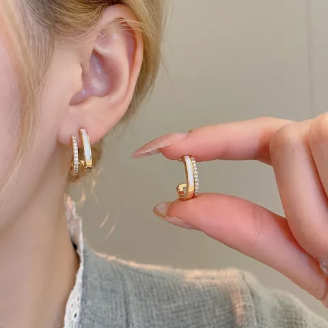Doppelreihige C-Form Ohrstecker Mit 925 Sterling Silber Stecker Kupfer Vergoldet Zirkon Vintage Mode Schmuck Für Damen