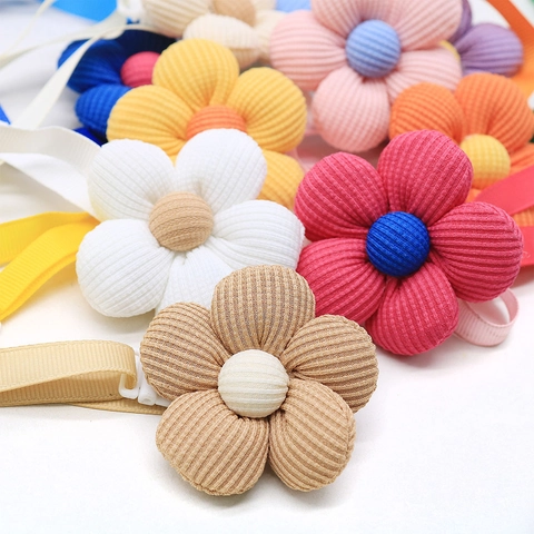 Pet Flower Collar Decoration Corduroy Knit Colorful Adjustable Neck Strap For Small Dogs Cats Puppy Kitten Accessory