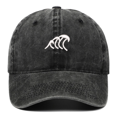 Washed Cotton Baseball Cap Vintage Retro Distressed Denim Hut Mit Wellenstickerei Verstellbar Für Herren Damen