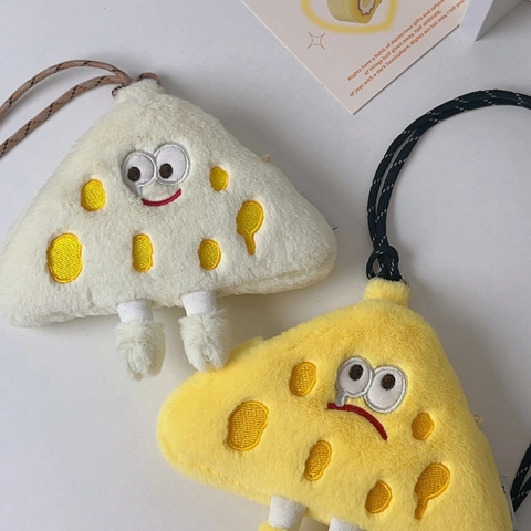 Cartoon Käse Form Plüsch Münzbörse Kawaii Dreieck Umhängetasche Weich Reißverschluss Geldbeutel Student Geschenk