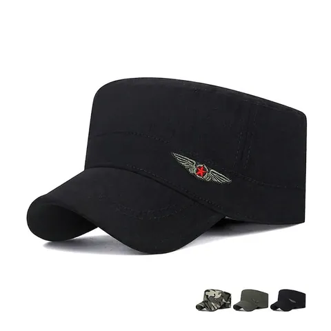 Berretto Militare Uomo Cotone Regolabile Cadet Cap Ricamo Stella Rossa Protezione Solare Esterno Casual Vintage