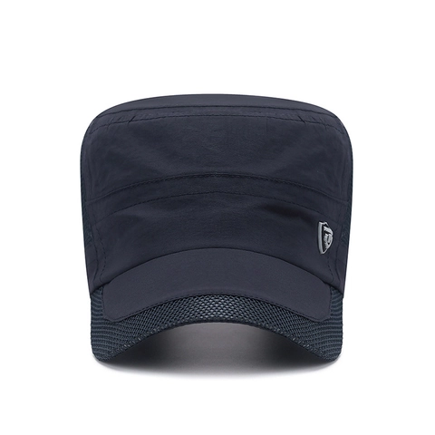 Men Cadet Hat Quick Dry Mesh Breathable Flat Top Cap Outdoor Summer Sun Protection Adjustable Military Style
