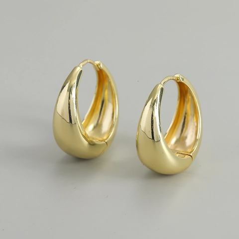 Chunky Teardrop Hoop Earrings High Polish Mirror Finish Water Drop Copper Jewelry With 925 Sterling Silver Earring Post