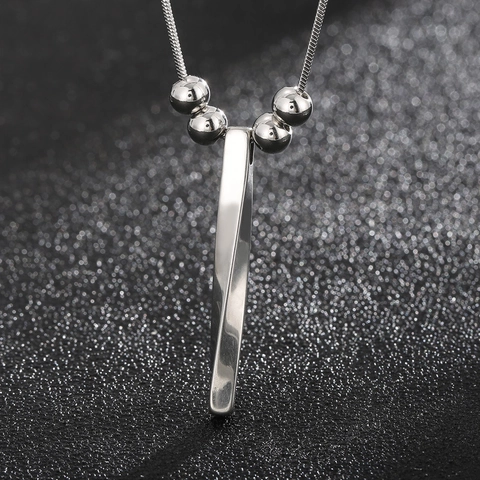 Collana Minimalista In Acciaio Inossidabile Con Pendente A Barra Torta Per Uomini Donne Catena Serpente Perline Di Metallo