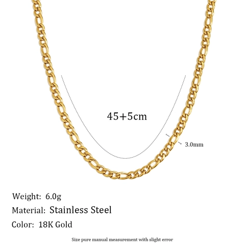 Figaro Kette Halskette 18K Vergoldet Edelstahl Minimalistisch Elegant Nischenschmuck Für Damen