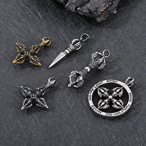 Collana Con Ciondolo A Croce Vajra Gotico Acciaio Inossidabile Vintage Hip Hop Punk Retro Gioielli Per Uomo Donna