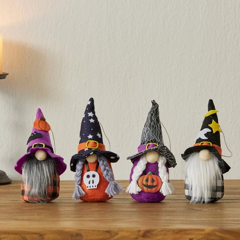 Halloween Gnome Plush Ornaments Cloth Felt Faceless Dolls Wizard Hat Pumpkin Skull Decor Home Hanging