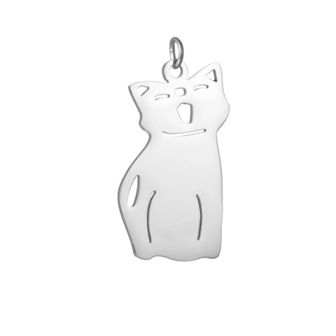 Stainless Steel Cartoon Pet Pendant Hollow Cat Dog Bone Paw Shape Jewelry Accessory For Keychain Necklace