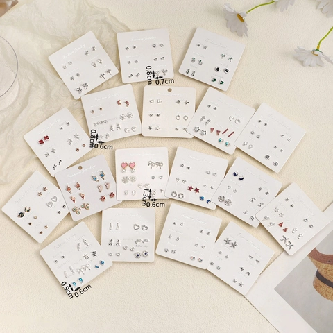 Alloy Faux Artificial Pearl Rhinestone Enamel Stud Earrings Weekly Mood Fashion Jewelry Simple Korean Style For Women Girls