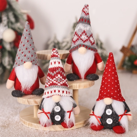 Ornamenti In Peluche Di Gnomo Di Natale Tomte Senza Volto Nordico Tessuto A Maglia Pelliccia Sintetica Lunga Barba Arredo Tavolo