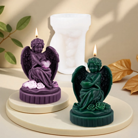 DIY Angel Boy Girl Scented Candle Silicone Mold European Style Angelic Wings Plaster Ornament Handcrafted Crafting Tool