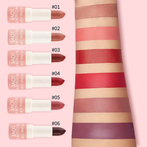 Rossetto Opaco Impermeabile Lunga Durata Idratante Texture Velluto Trucco Labbra Motivo Cuore Seline Girl