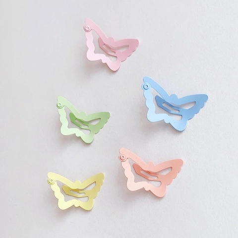 Butterfly Hair Clips Matte Alloy Snap BB Pins Candy Color Sweet Style Hairpins For Women Girls Kids Accessories