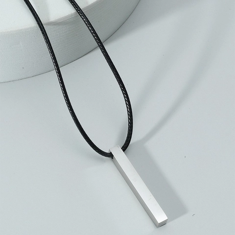 Minimalistische Edelstahl Bar Anhänger Halskette Geometrische Säule Schmuck Für Herren Damen Polierter Rechteckiger Anhänger