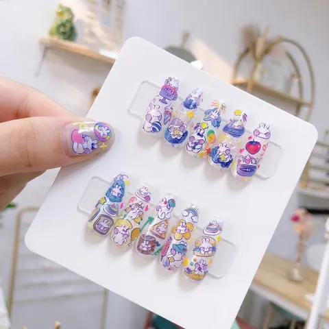 Nail Art Stickers 5D Embossed 3D Cartoon Rabbit Self Adhesive Japanese Style Manicure Decals DIY Decoration