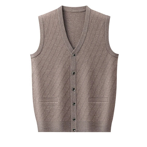 Herren Strickweste Mit V-Ausschnitt Knopfleiste Ärmelloser Pullover Business Casual Herbst Winter Strickwaren