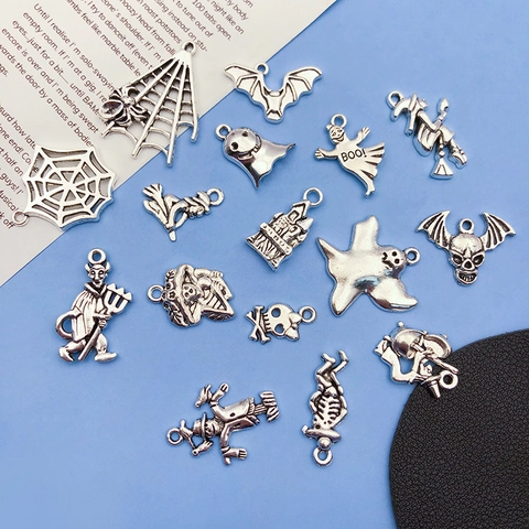 Halloween Charms Antique Silver Zinc Alloy DIY Jewelry Making Pendants For Necklace Bracelet Earring Gothic Vintage Style
