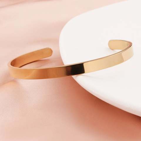 Bracciale Rigido Aperto In Acciaio Inossidabile Minimalista Regolabile A Forma Di C Lucido A Specchio Gioielli Per Uomo Donna