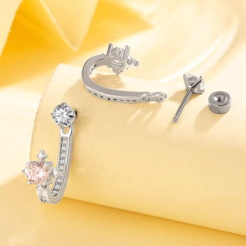 Pendiente De Cartílago Acero Titanio Circón Colorido Forma J Hélix Joyería Con Cierre De Rosca Para Mujeres Hombres