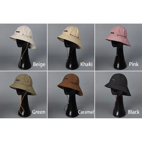 Outdoor Hiking Bucket Hat With Neck Protection Flap Wide Brim Nylon Ripstop Sunshade Windproof Adjustable Drawstring Unisex