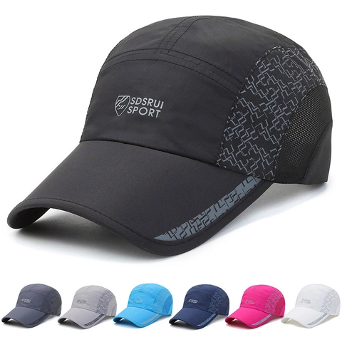 Quick Dry Baseball Cap Polyester Mesh Breathable Sunshade Reflective Outdoor Sports Running Hiking Casual Adjustable