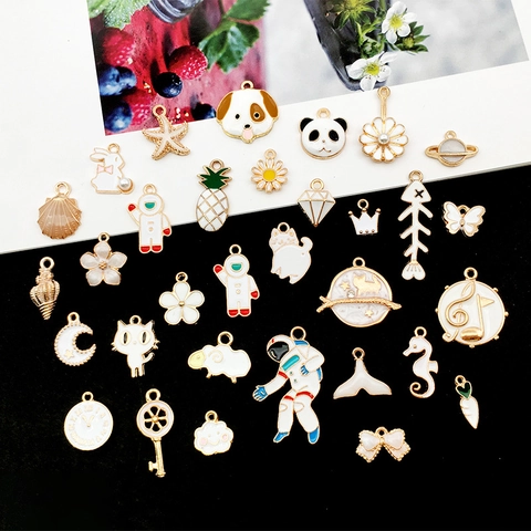 Enamel Alloy Charms For DIY Jewelry Making Cartoon Animal Space Ocean Pendants For Necklaces Earrings Keychains