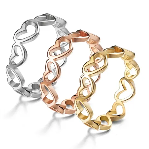 Anillo De Acero Inoxidable Corazón Calado Minimalista Dulce Romántico Joyería Para Mujer No Se Descolora