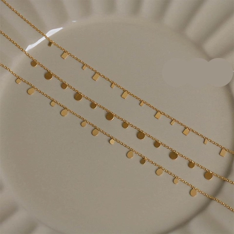 Geometrische Anhänger Halskette Titanstahl 18K Vergoldet Minimalistische Schlüsselbeinkette Schmuck Für Frauen