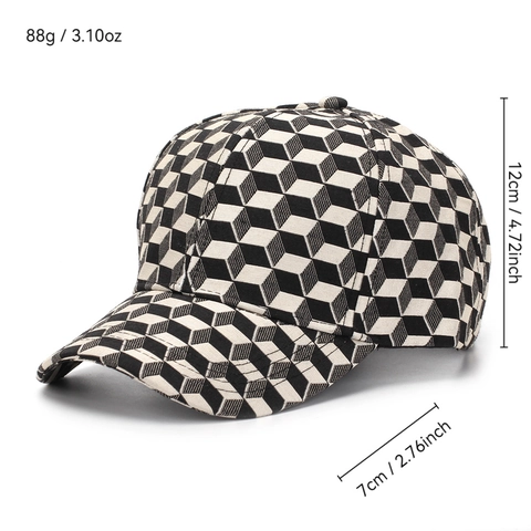Casquette De Baseball Imprimé Cube 3D Géométrique Polyester Respirant Chapeau De Soleil Réglable Unisexe