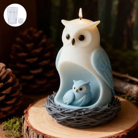 Moule En Silicone Chouette Mère Enfant 3D DIY Fabrication Bougies Aromathérapie Résine Plâtre Outil Décoratif
