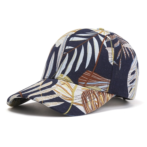 Tropical Palm Leaf Print Baseball Cap Polyester Adjustable Sun Shade Outdoor Hat Streetwear