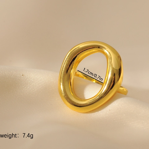 Bague Ouverte Ovale Irrégulière Pour Femmes Hommes Bijoux En Cuivre Minimalistes Plaqué Or Argent Bague Réglable Cadeau Mode
