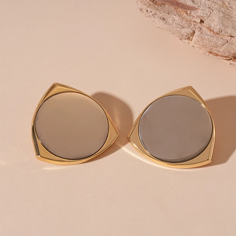 Orecchini A Lobo Triangolari Geometrici Con Perno In Argento Placcati Oro Gioielli Minimalisti Eleganti Da Donna