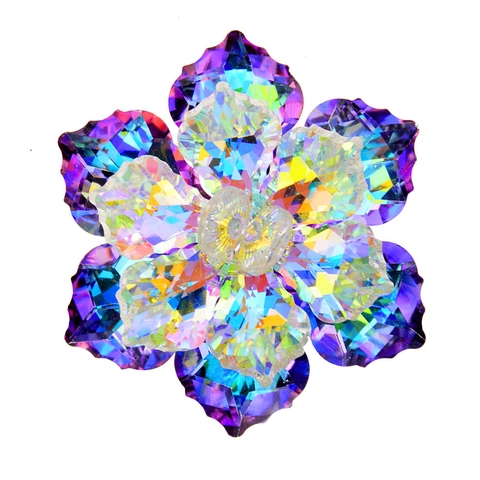 Kristall Blume Brosche Legierung Irisierend Facettenreich Strass Pin Elegant Hochzeit Corsage Kleidung Accessoire Damen