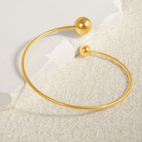 Edelstahl Offener Armreif Minimalistisch Perle Verstellbarer Hochglanz Schmuck Für Damen