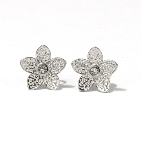 Flower Stud Earrings Titanium Steel Zircon Inlaid Sunflower Shape Vacuum Plating Non-Fading Elegant Jewelry For Women