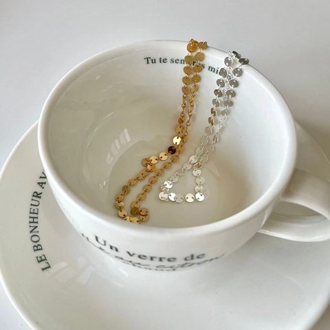 Collana Choker Minimalista In Argento Sterling 925 Con Dischi Rotondi Gioielli Geometrici