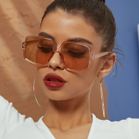Square Oversized Sunglasses For Women Men PC Frame AC Lens UV400 Protection Retro Fashion Outdoor Travel Shades