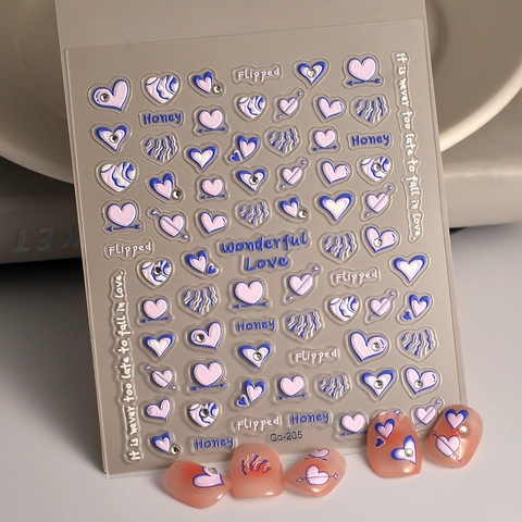 5D Geprägte Nagelaufkleber Herzform Mit Strass Wasserfest Selbstklebend Schönheit Maniküre Dekoration Für Frauen