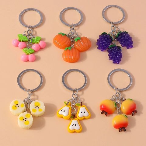 Portachiavi Frutta Simulazione Cibo Pendente Resina Lega Di Zinco Simpatico Cartone Animato Borsa Ornamento Pendente